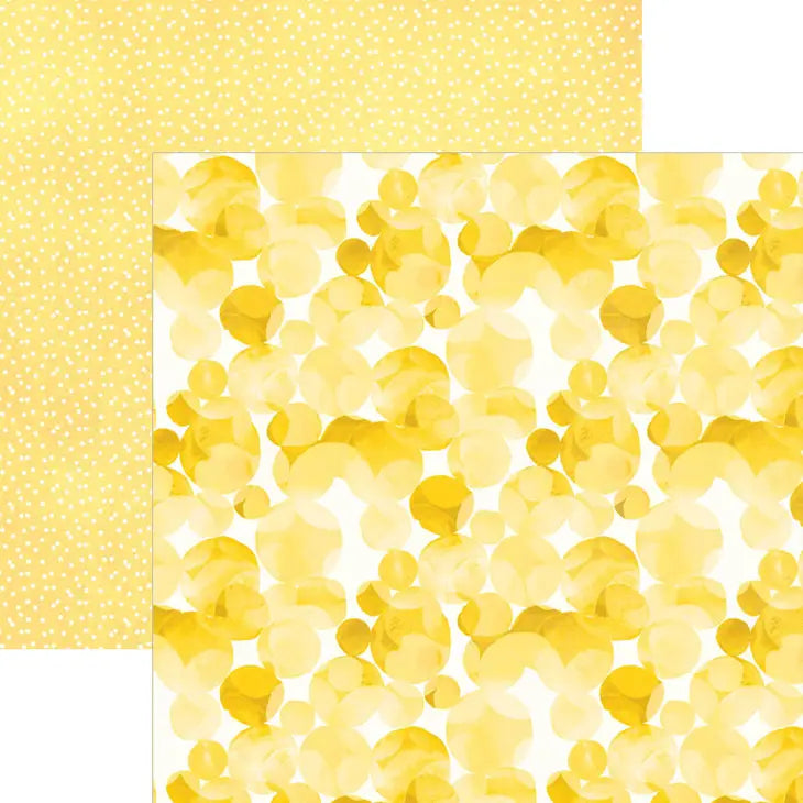 Yellow Watercolor Polka Dots 12x12 Scrapbook Paper - Paper House Productions