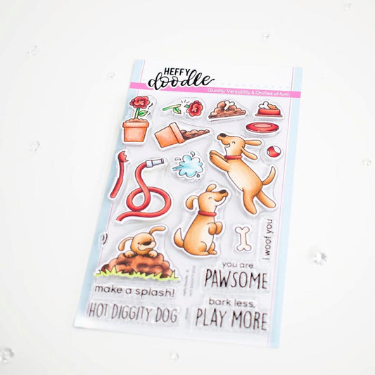 Heffy Doodle Hot Diggity Dog Stamps Set Clear Cling Mount for Cardmaking