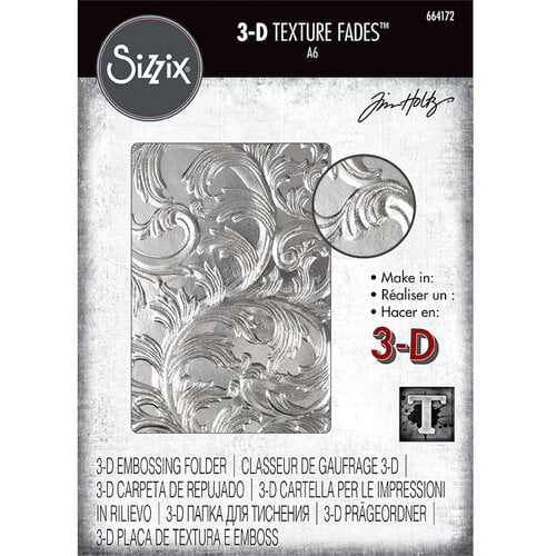 Sizzix Tim Holtz Elegant 3D Texture Fades Embossing Folder - Alterations Collection A6